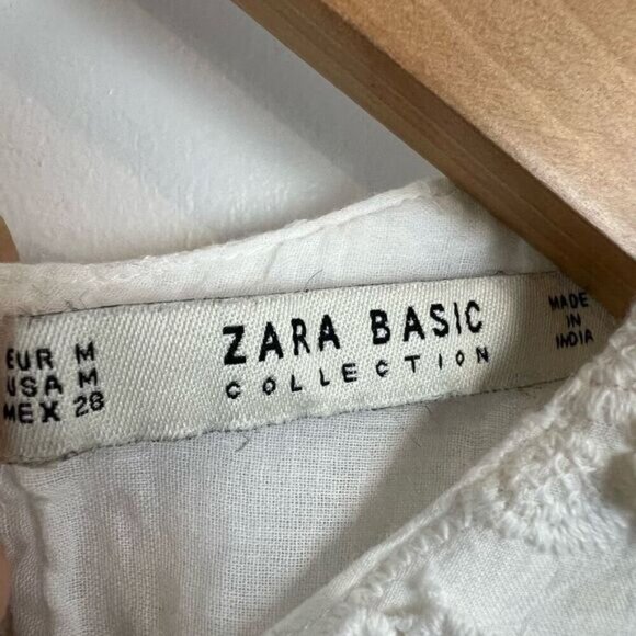 Zara Basic Collection Women’s Medium White Floral Lace Cottagecore Midi Dress - Picture 13 of 15